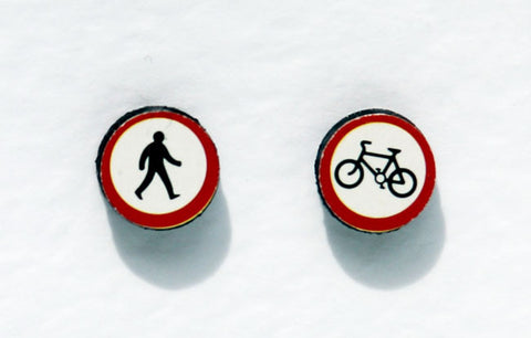Round Traffic Sign Earrings