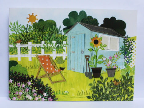 Blue garden shed Greeting Card