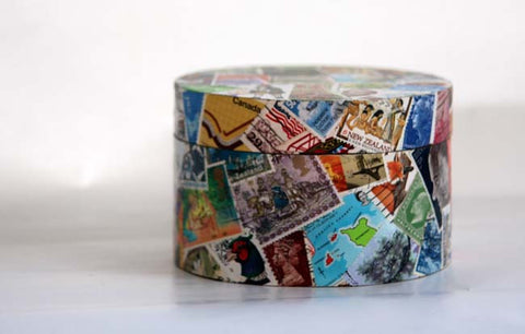 Round Wooden Stamp Box